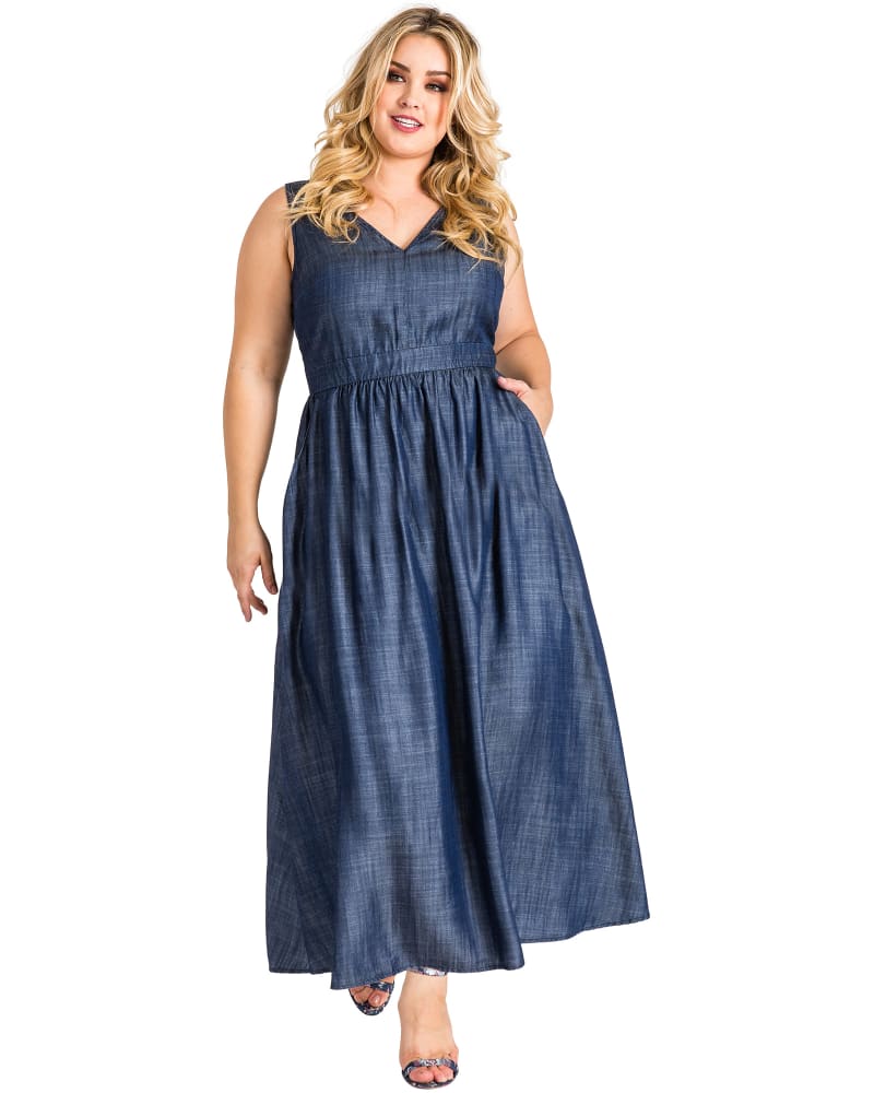 Plus size clearance jean maxi dress